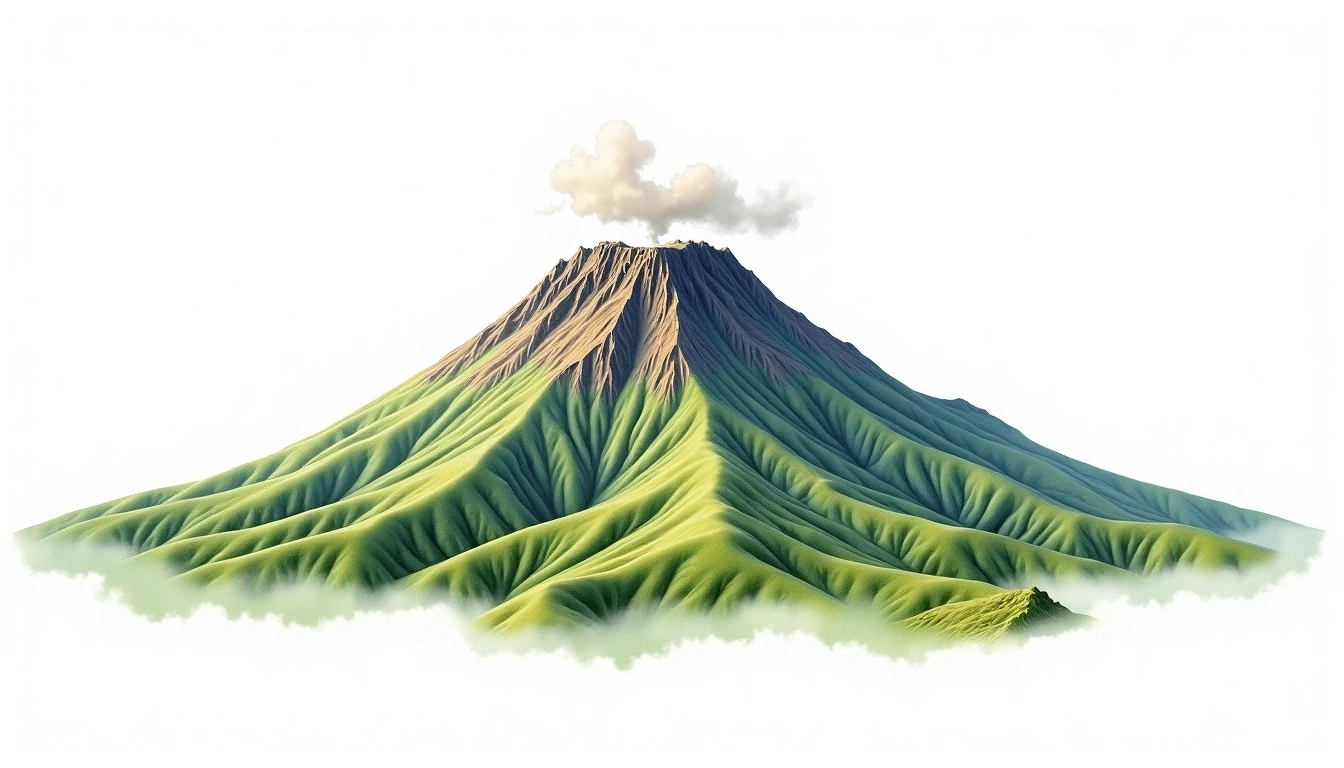 Mount Elgon — 4,321m — Uganda — watercolor illustration