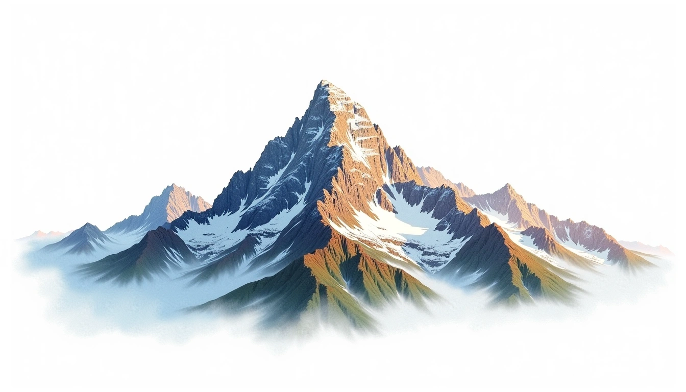 Mount Emin — 4,798m — DR Congo — watercolor illustration