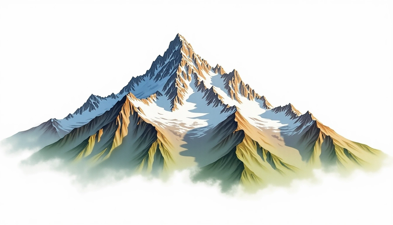 Mount Forbes — 3,612m — Canada — watercolor illustration