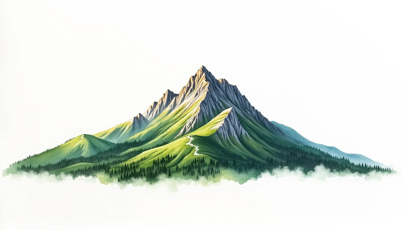 Mount Formidable — 2,640m — United States — watercolor illustration