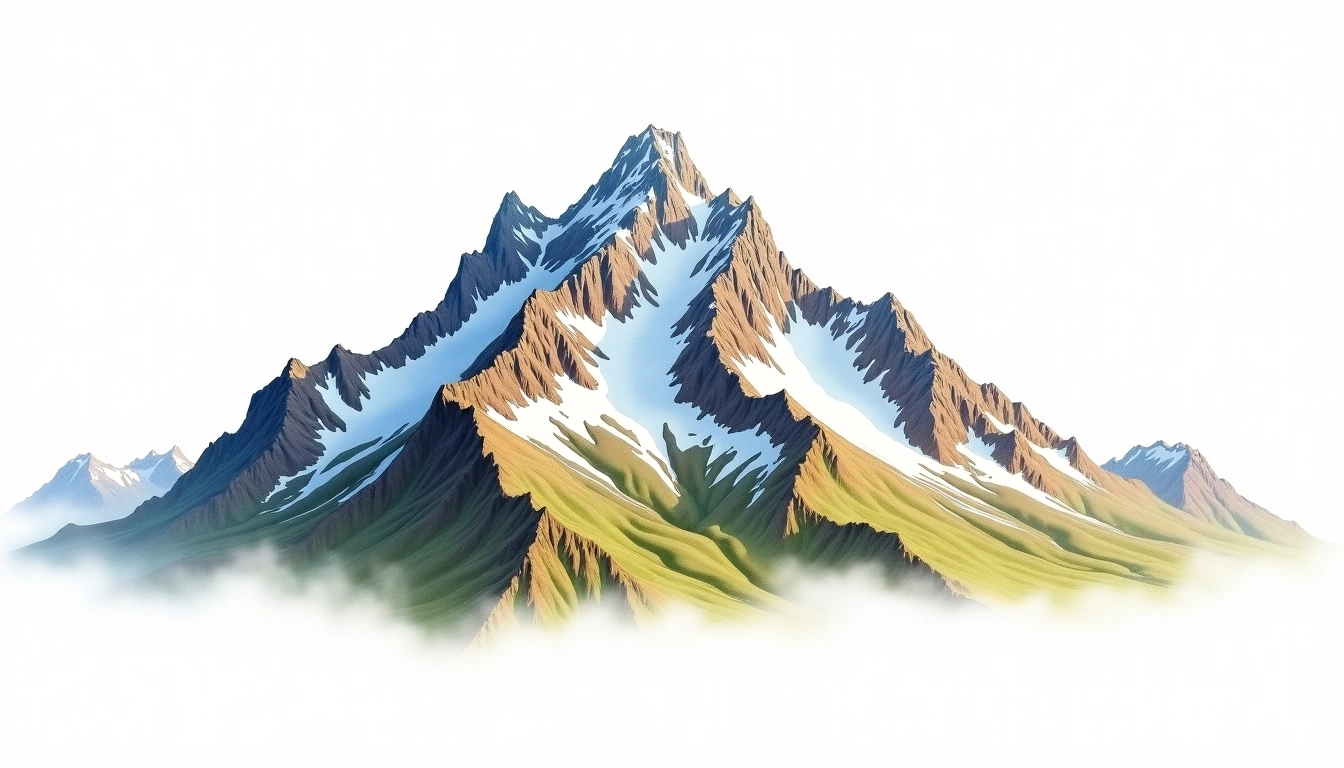 Mount Fridtjof Nansen — 4,070m — Antarctica — watercolor illustration