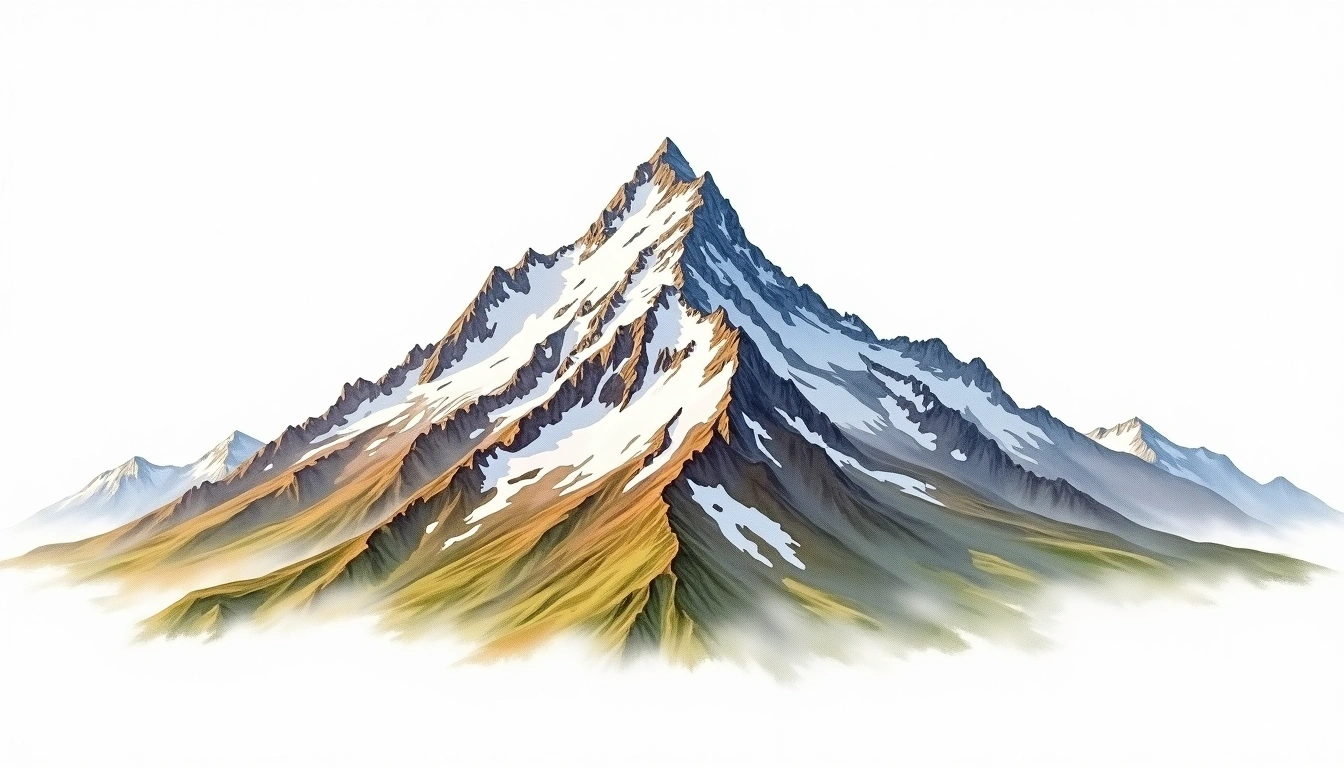 Mount Fryatt — 3,361m — Canada — watercolor illustration