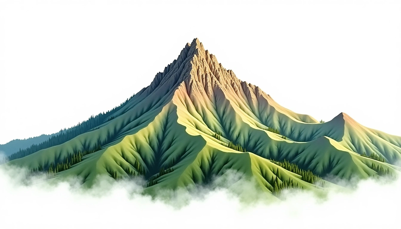 Mount Fyffe — 1,602m — New Zealand — watercolor illustration