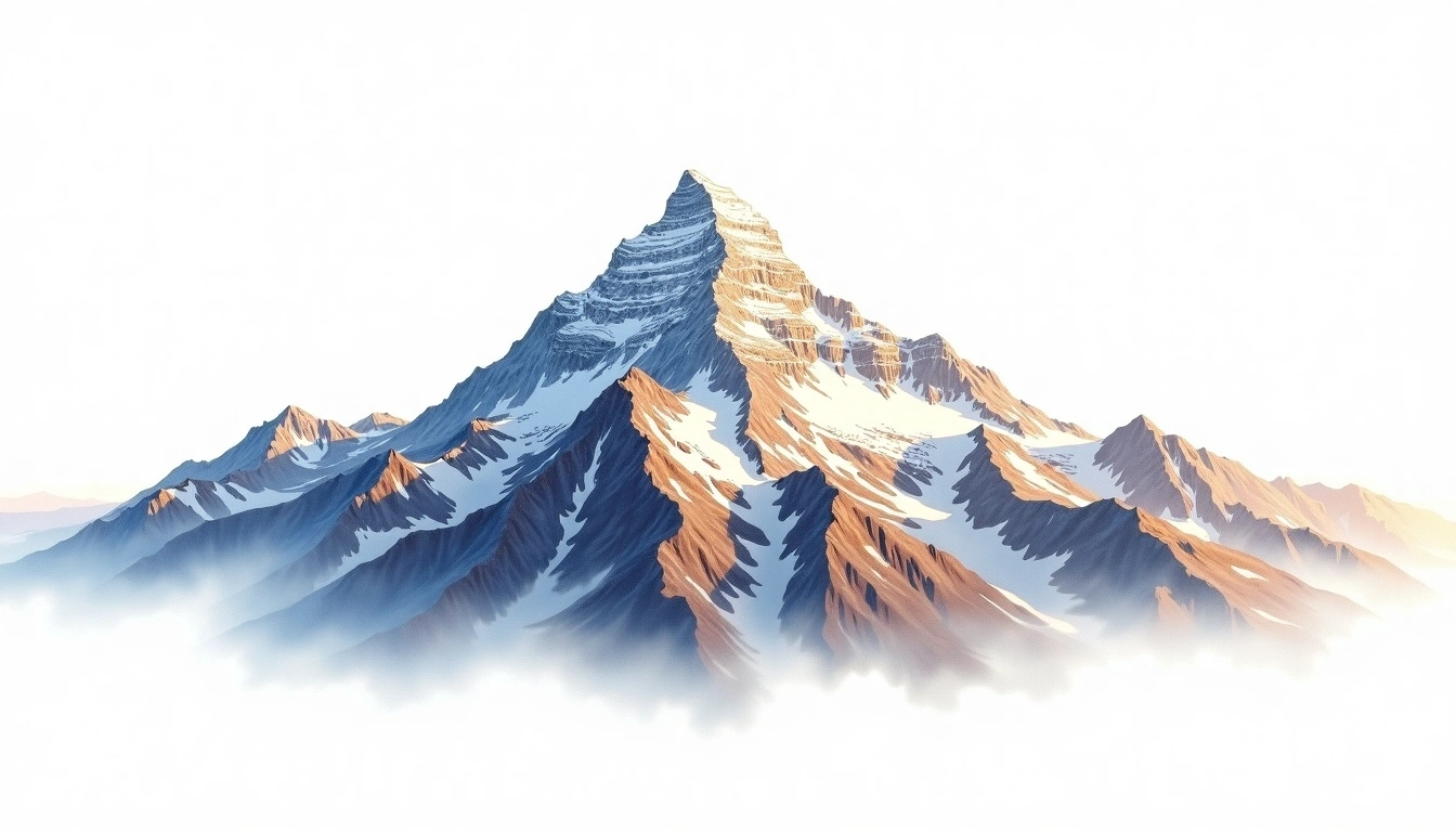 Mount Gardner — 4,686m — Antarctica — watercolor illustration