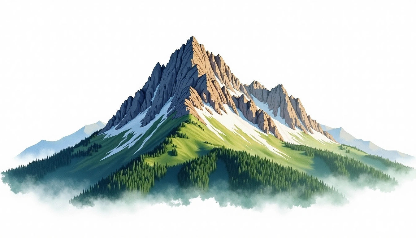 Mount Garibaldi — 2,678m — Canada — watercolor illustration