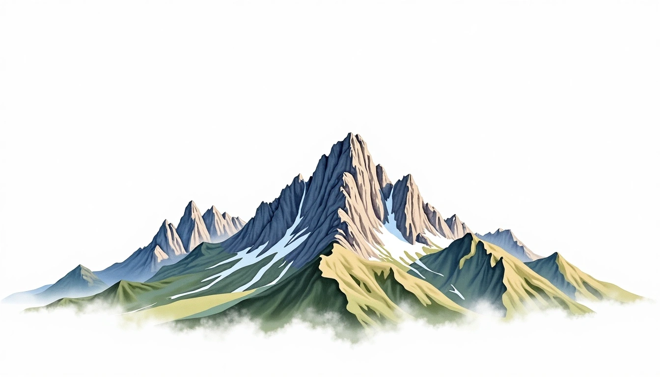 Mount Gessi — 4,715m — Uganda — watercolor illustration
