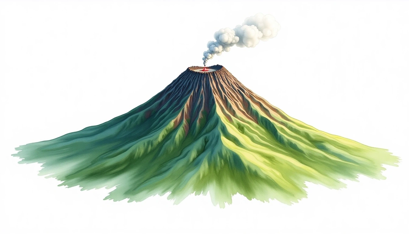 Mount Giluwe — 4,368m — Papua New Guinea — watercolor illustration