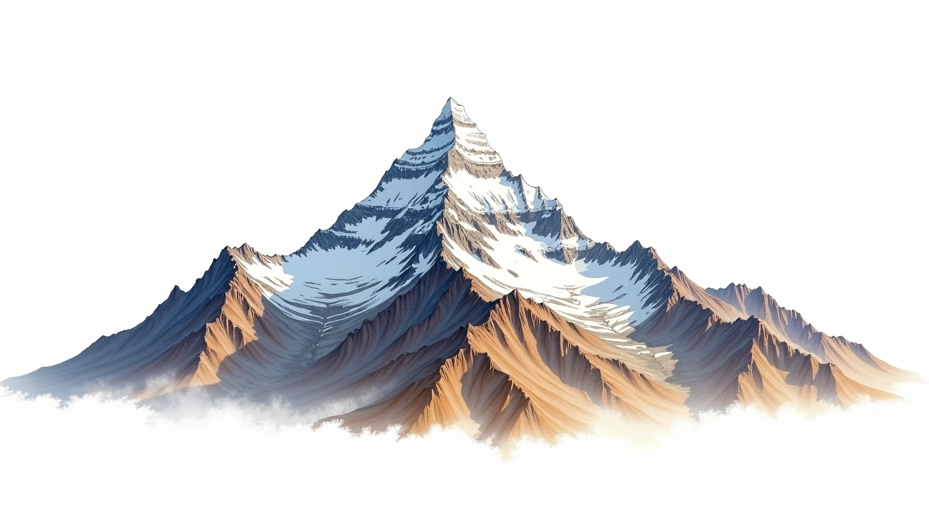 Mount Goodsir — 3,562m — Canada — watercolor illustration