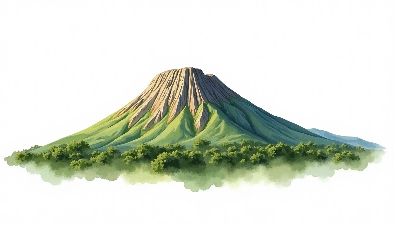 Mount Gorongosa — 1,862m — Mozambique — watercolor illustration