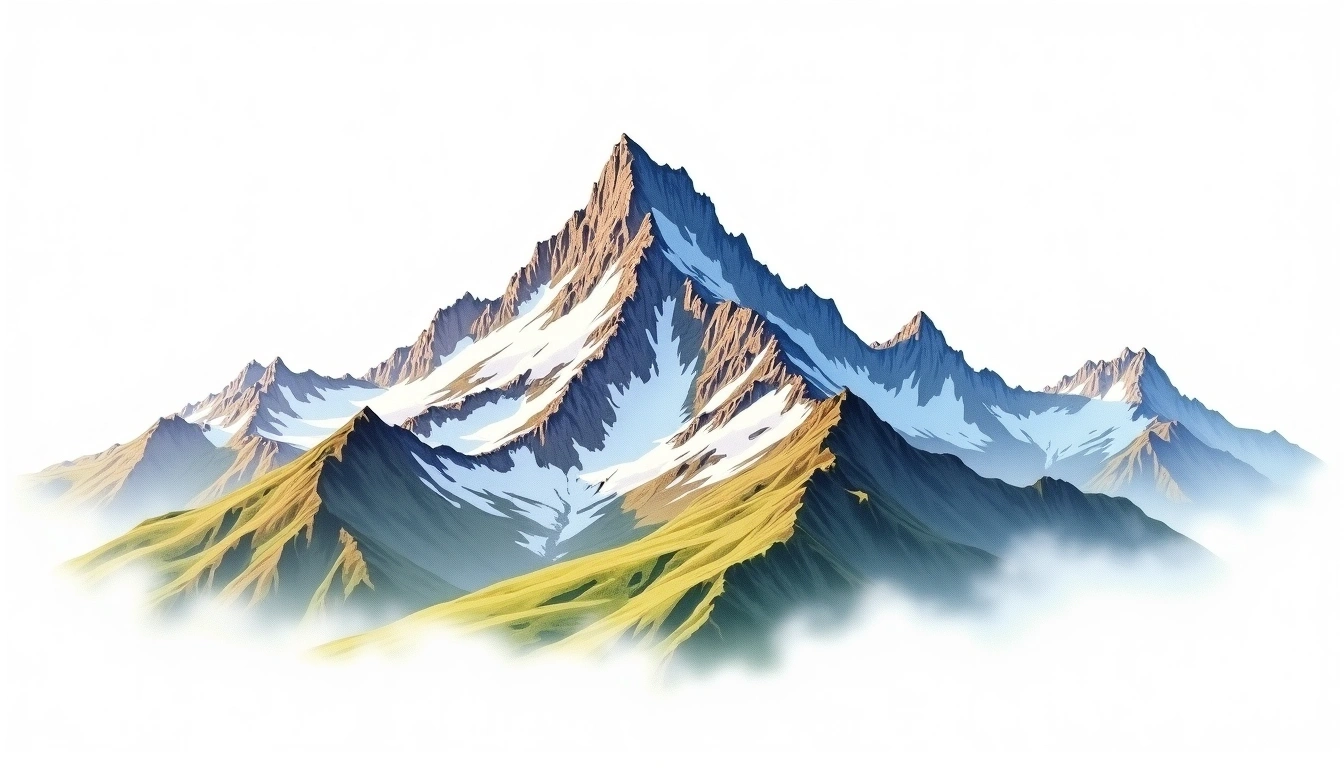 Mount Haidinger — 3,066m — New Zealand — watercolor illustration