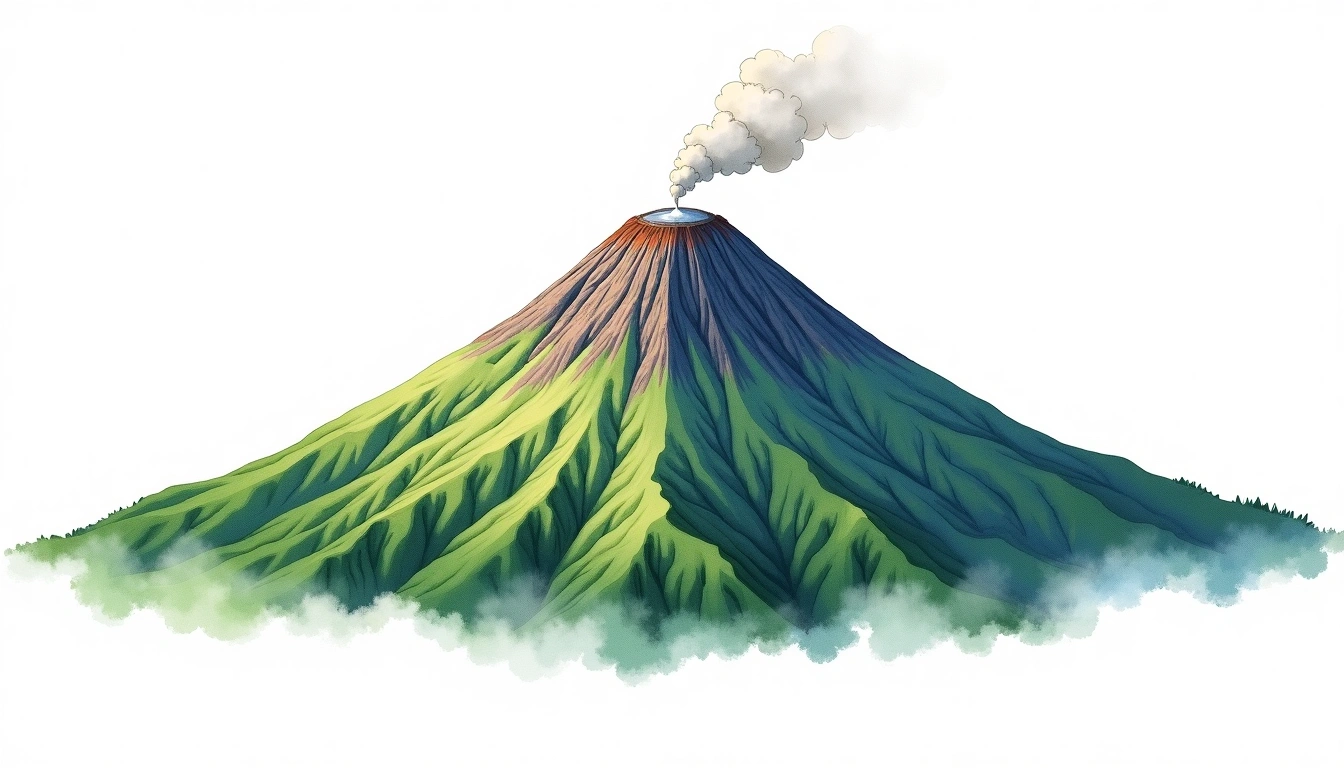 Mount Hakusan — 2,702m — Japan — watercolor illustration