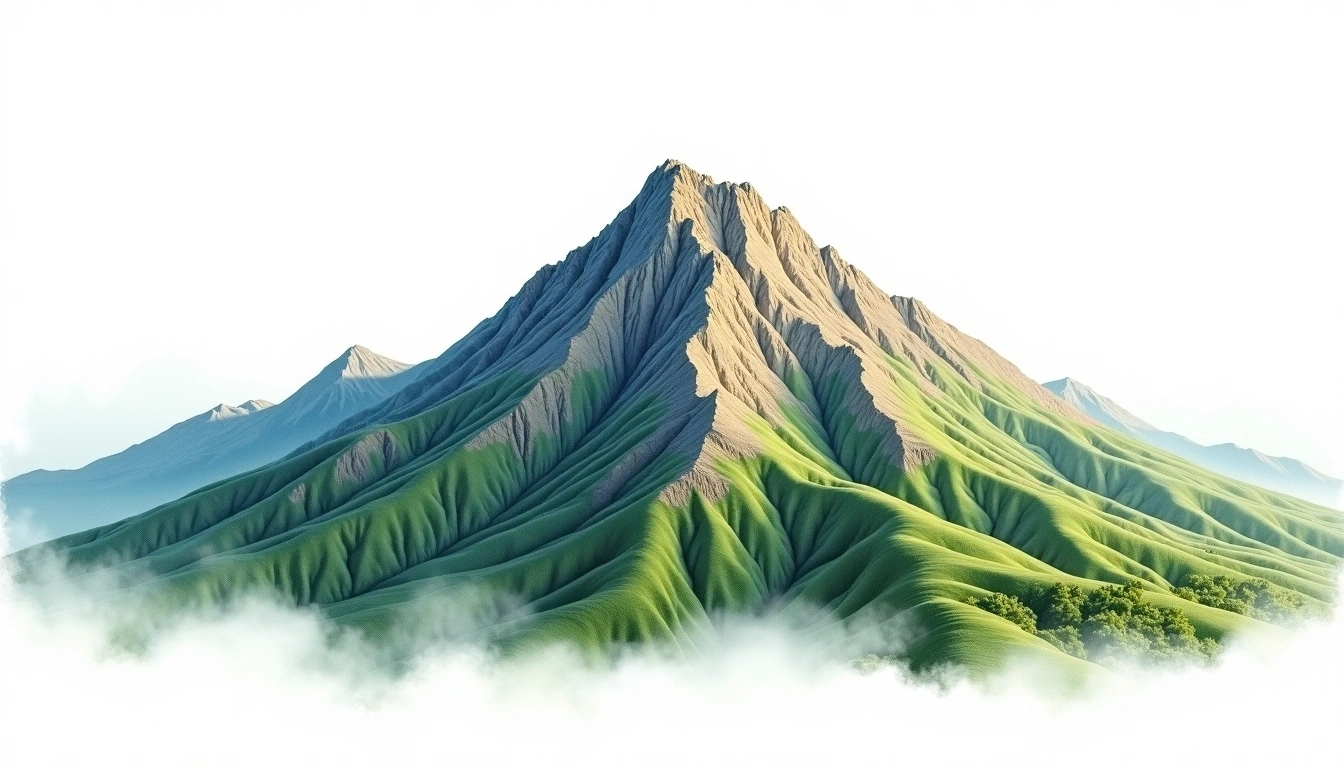 Mount Halcon — 2,586m — Philippines — watercolor illustration