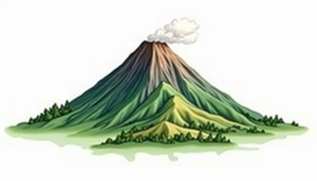 Mount Hanang — 3,418m — Tanzania — watercolor illustration