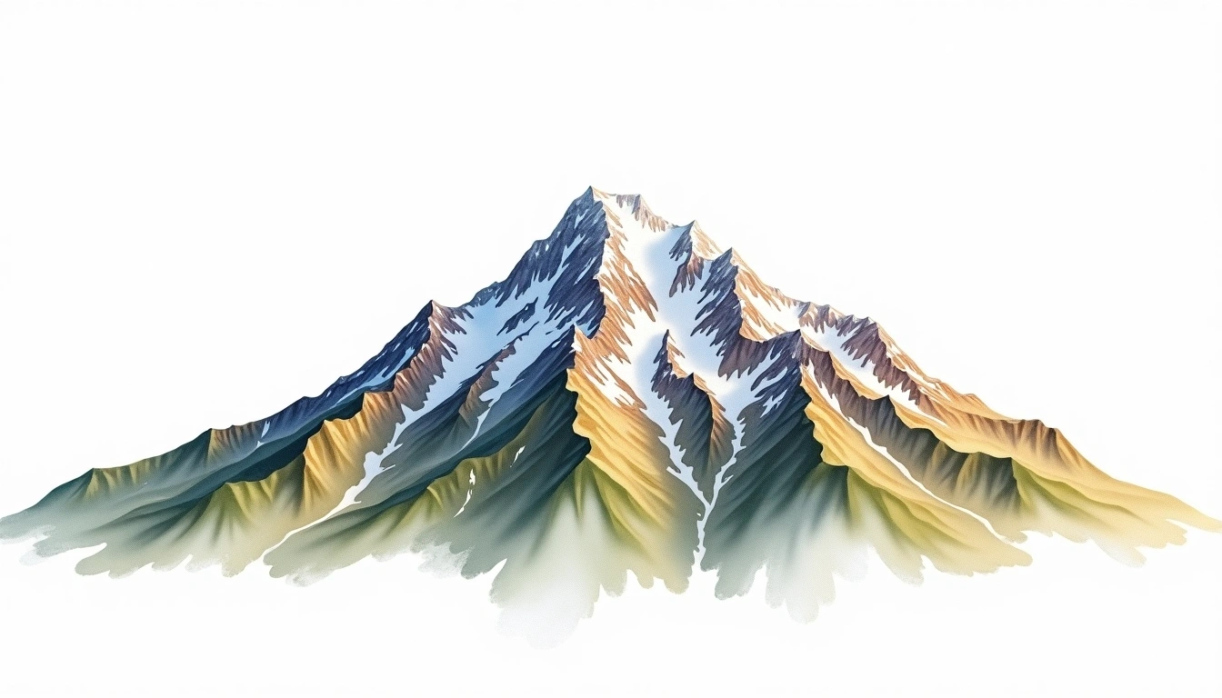 Mount Harvard — 4,395m — United States — watercolor illustration
