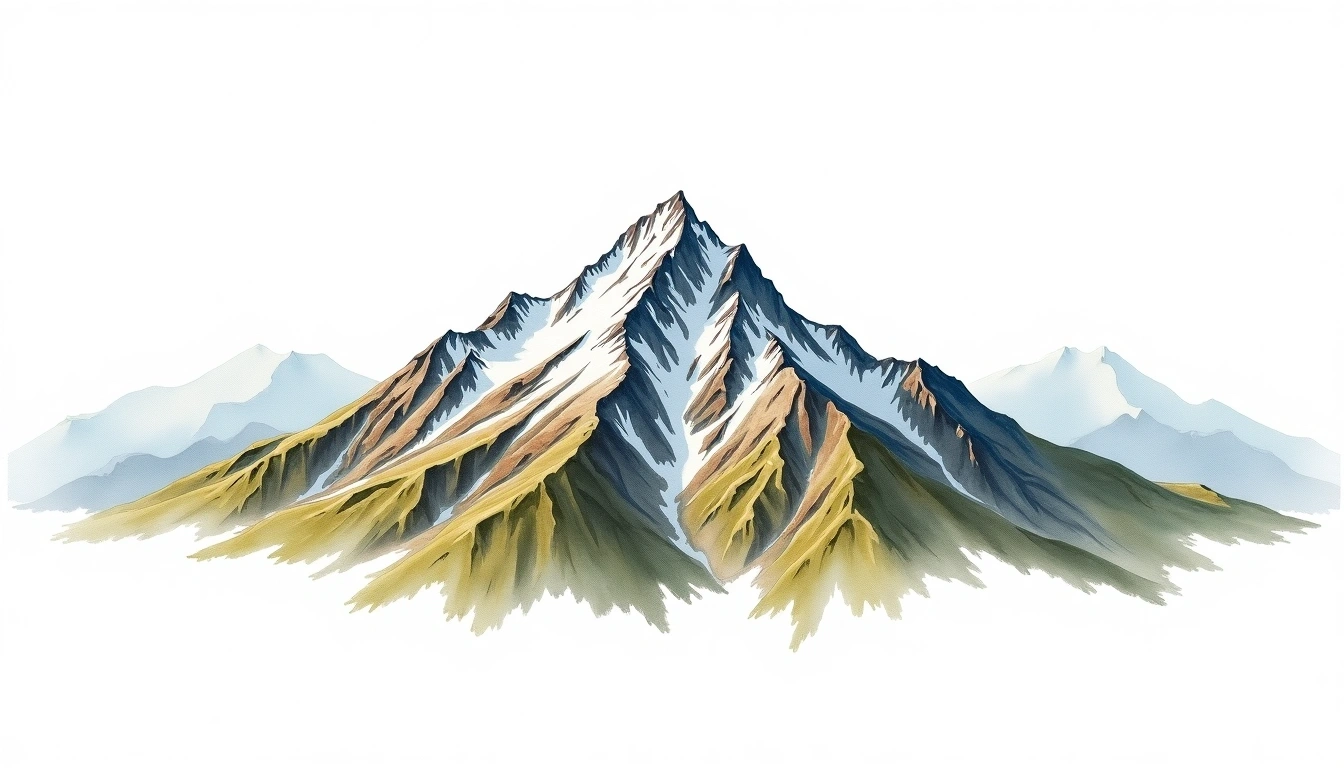 Mount Hector — 3,394m — Canada — watercolor illustration