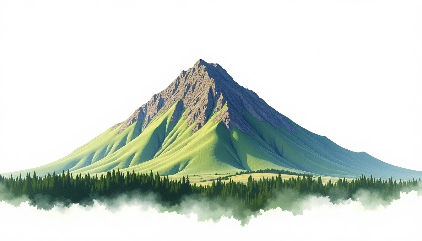 Mount Hikurangi — 1,754m — New Zealand — watercolor illustration