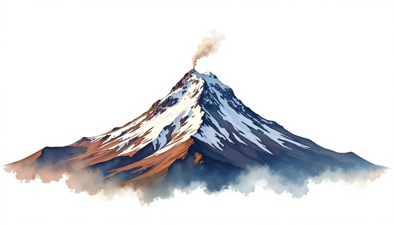 Mount Hood — 3,426m — United States — watercolor illustration