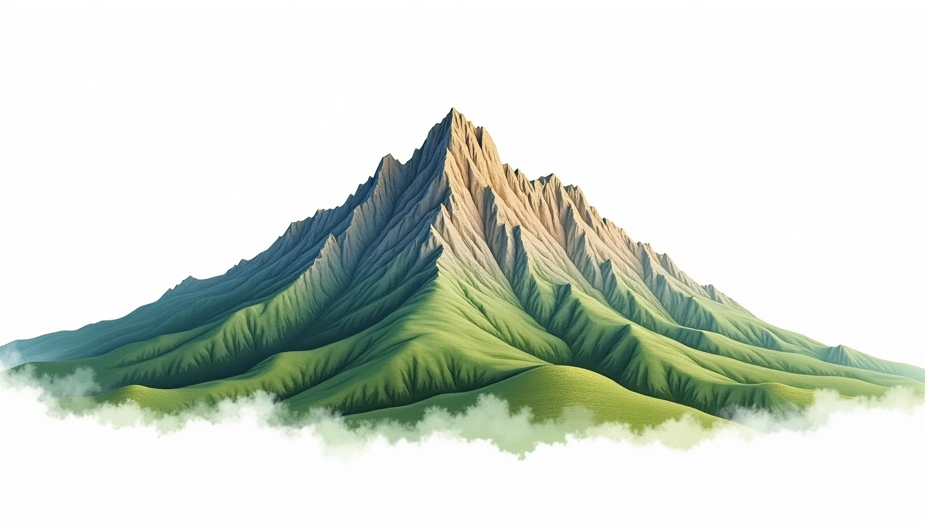 Mount Horrible — 2,530m — New Zealand — watercolor illustration