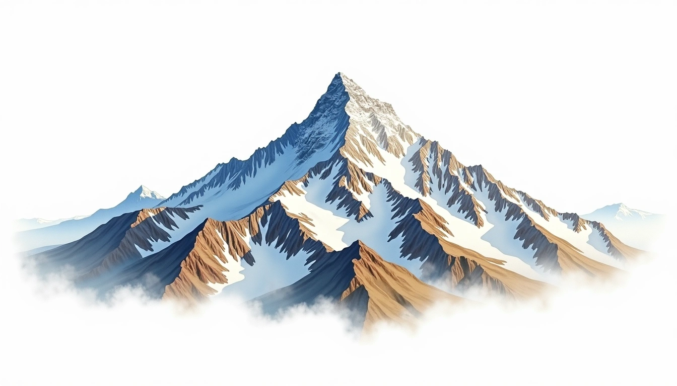 Mount Howe — 3,560m — Antarctica — watercolor illustration