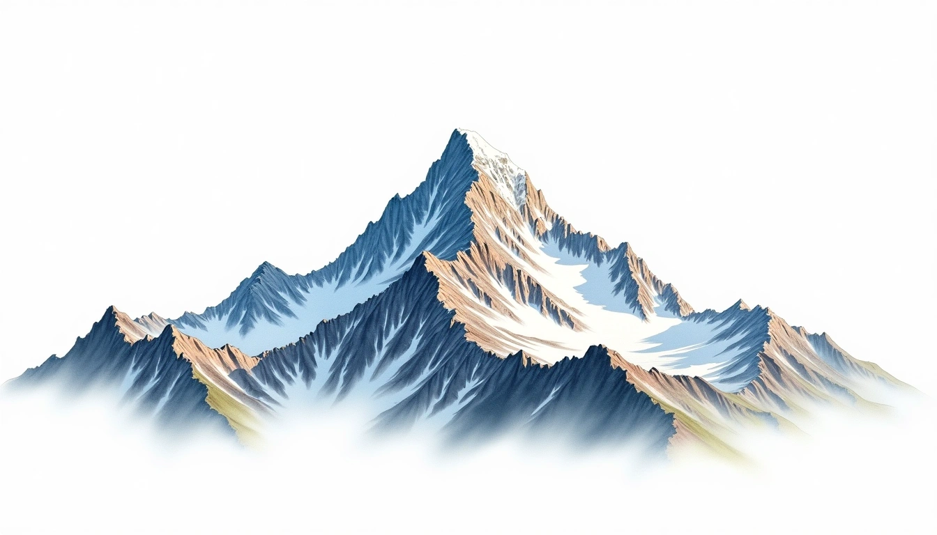 Mount Hubbard — 4,577m — Canada — watercolor illustration