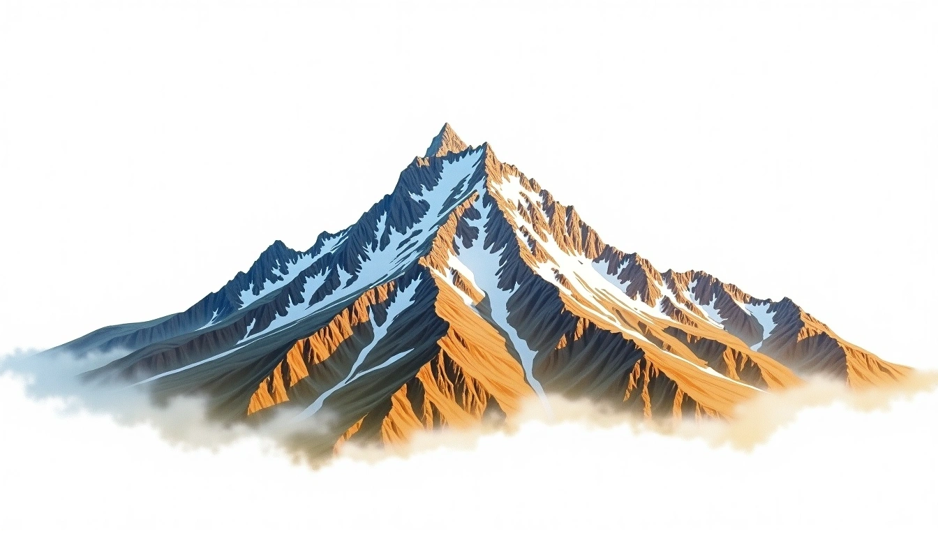 Mount Hungabee — 3,492m — Canada — watercolor illustration