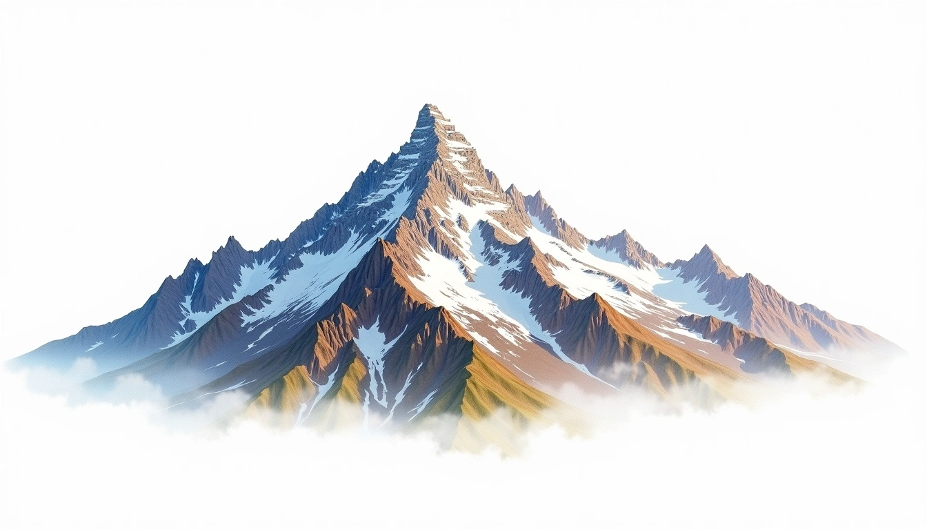 Mount Hunter — 4,442m — United States — watercolor illustration