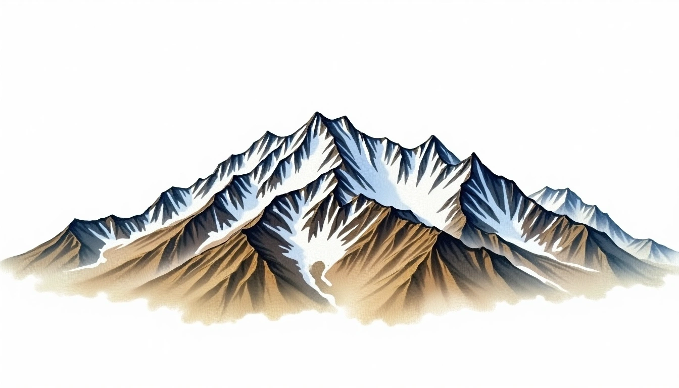 Mount Huntington — 3,731m — United States — watercolor illustration