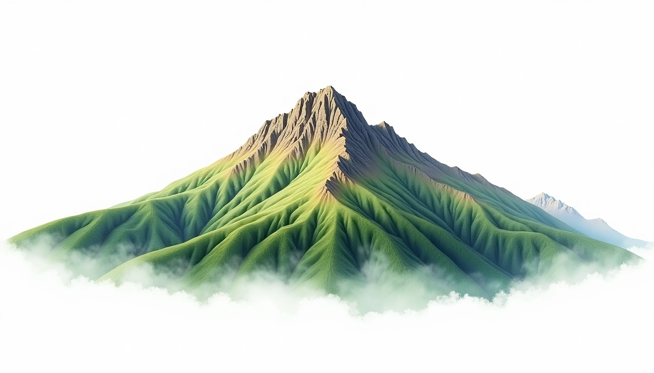 Mount Hutt — 2,190m — New Zealand — watercolor illustration