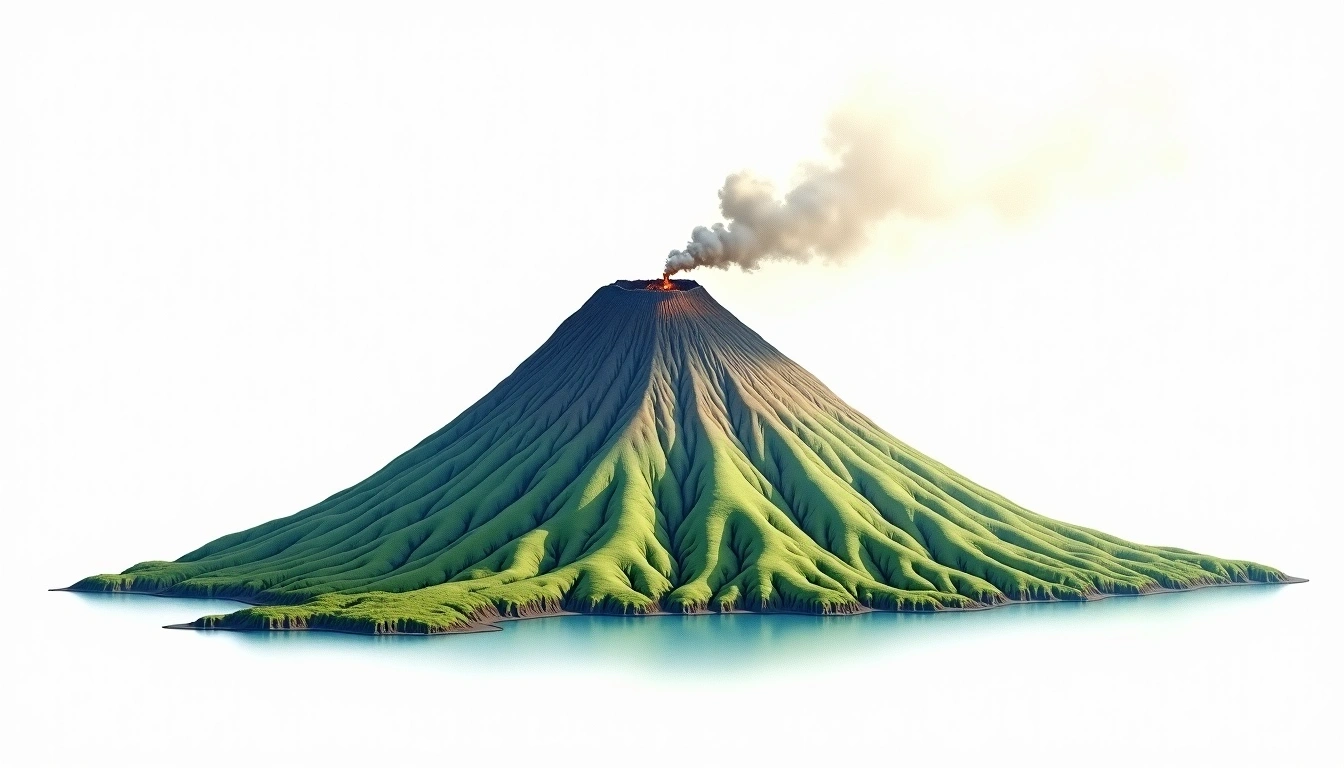 Mount Ijen — 2,799m — Indonesia — watercolor illustration