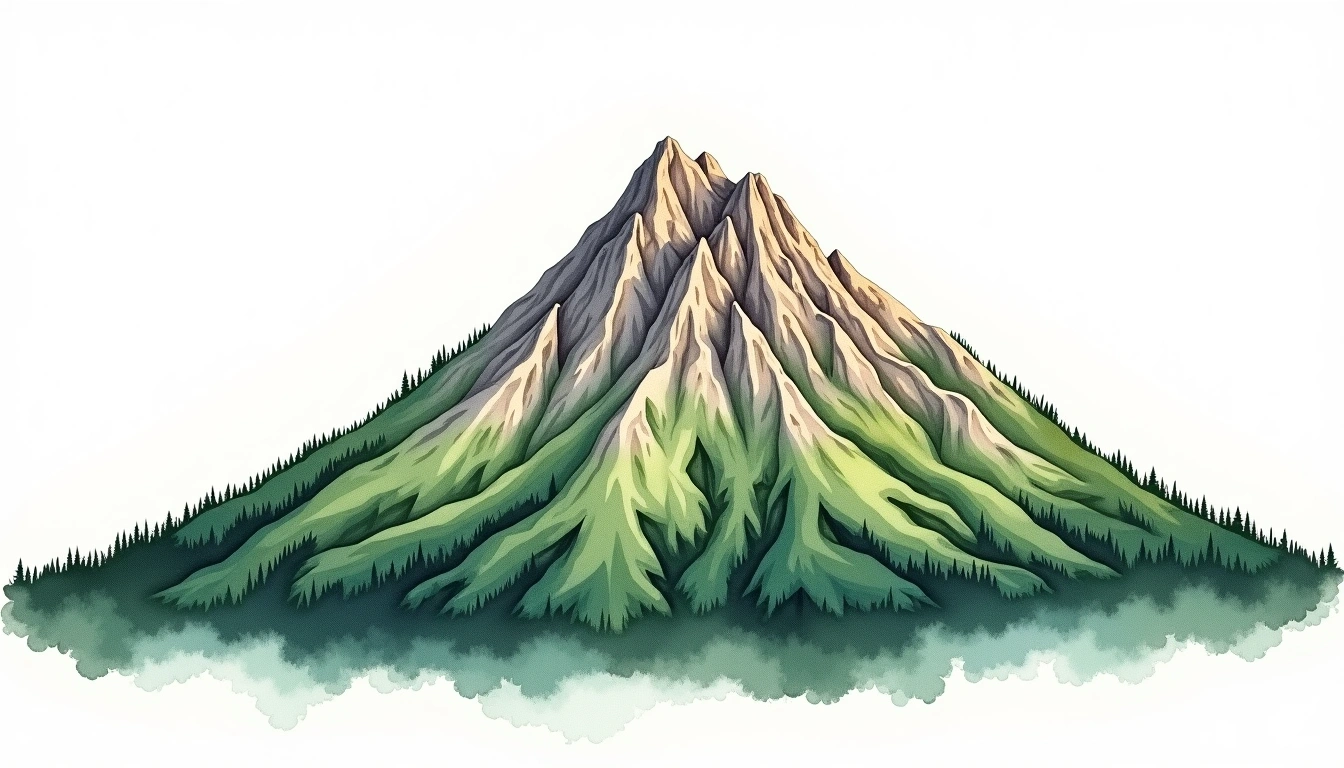 Mount Jefferson — 1,741m — United States — watercolor illustration