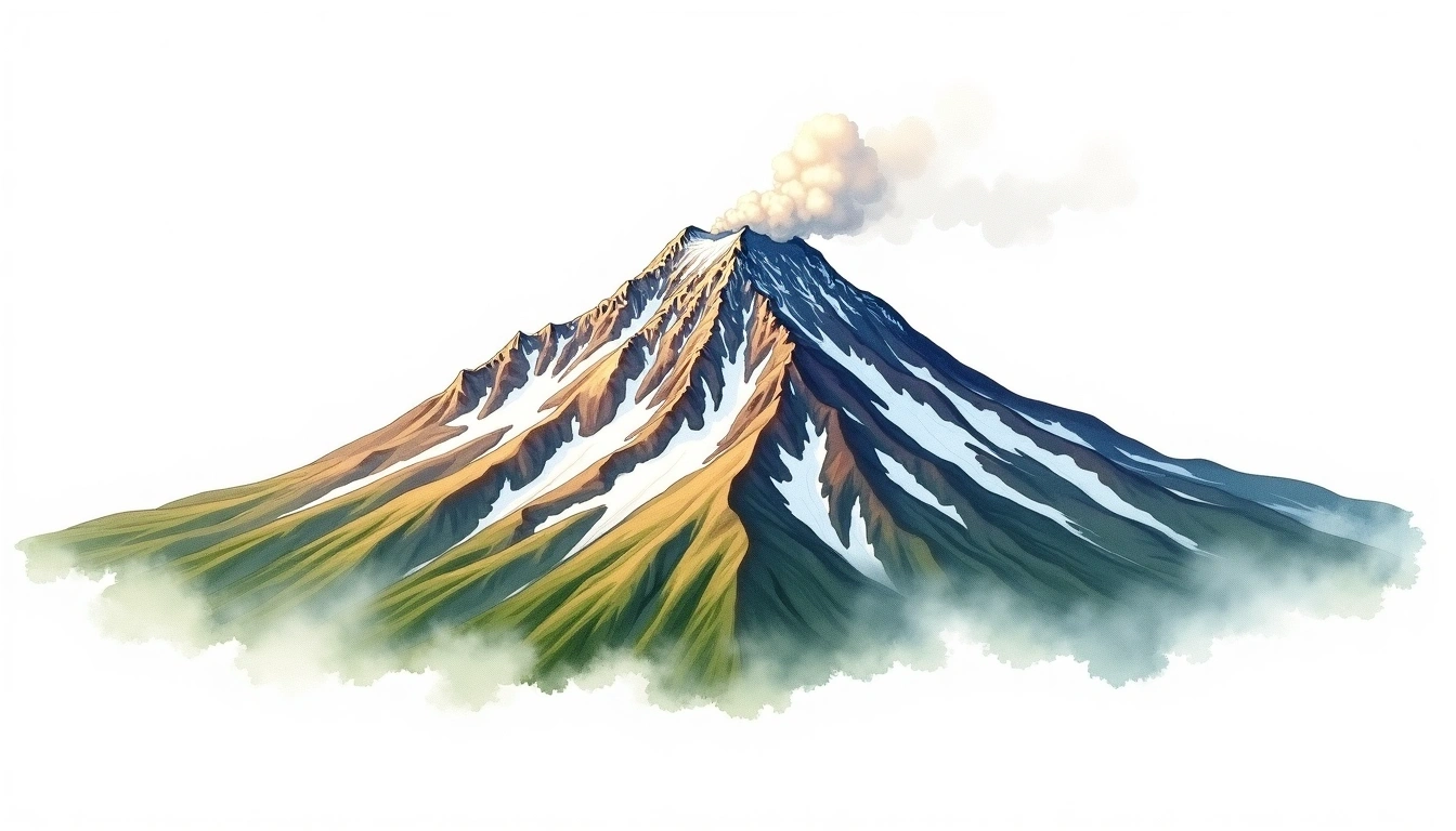 Mount Jefferson — 3,199m — United States — watercolor illustration