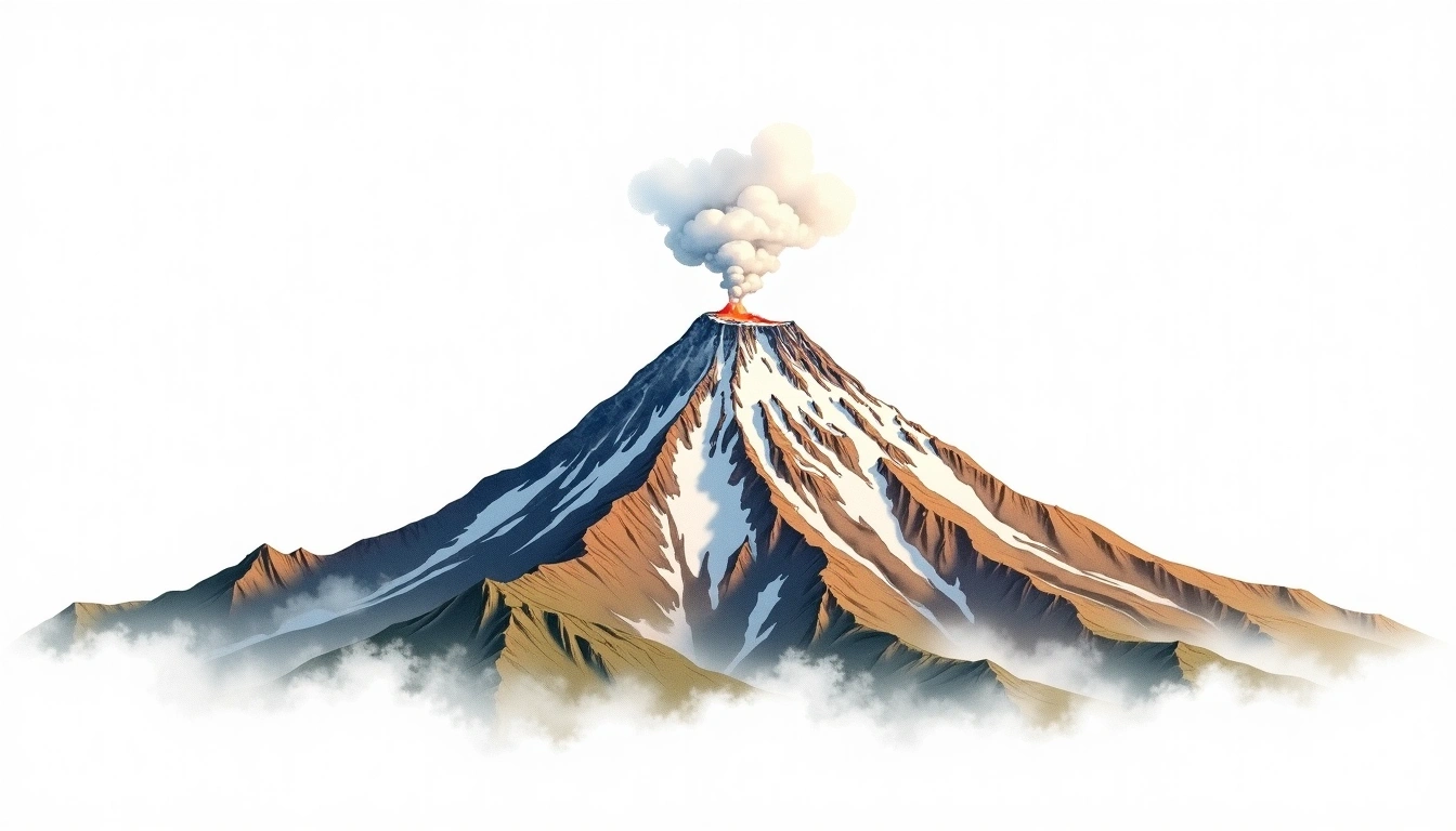 Mount Jefferson — 3,199m — United States — watercolor illustration