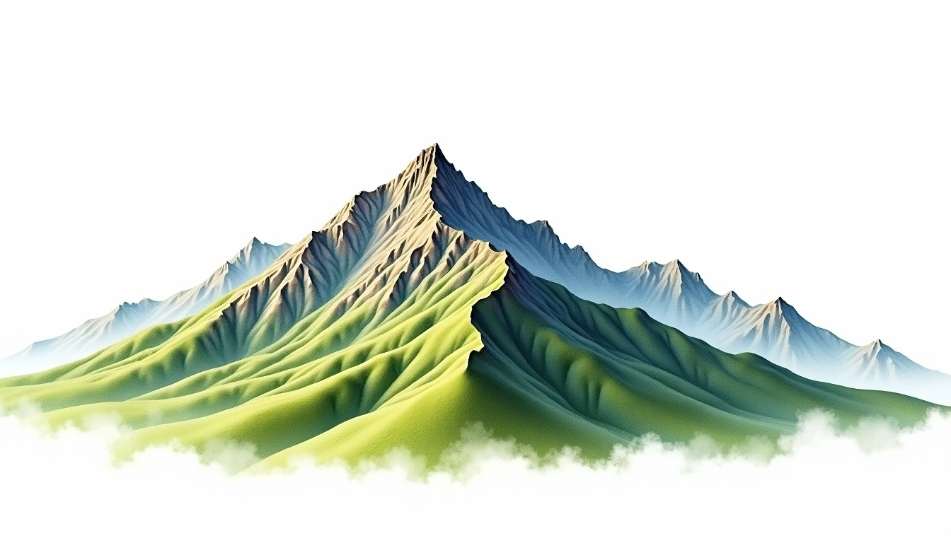 Mount Kadam — 3,063m — Uganda — watercolor illustration