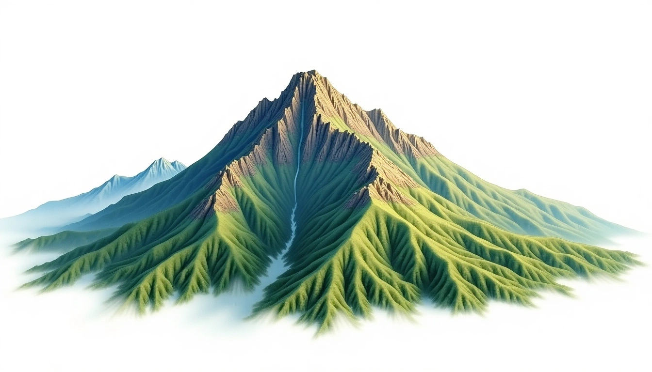 Mount Kalatungan — 2,860m — Philippines — watercolor illustration
