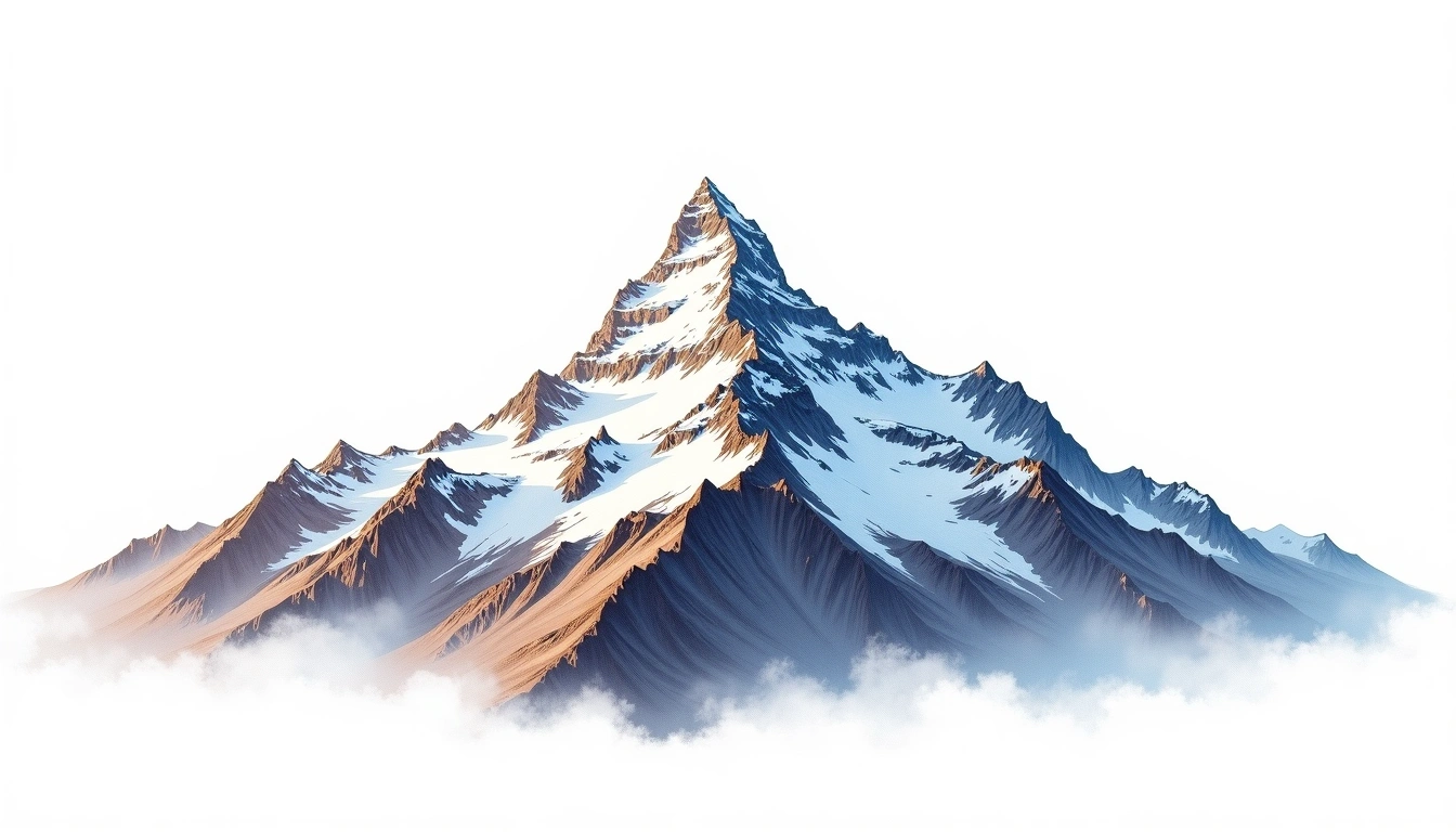 Mount Kaplan — 4,110m — Antarctica — watercolor illustration