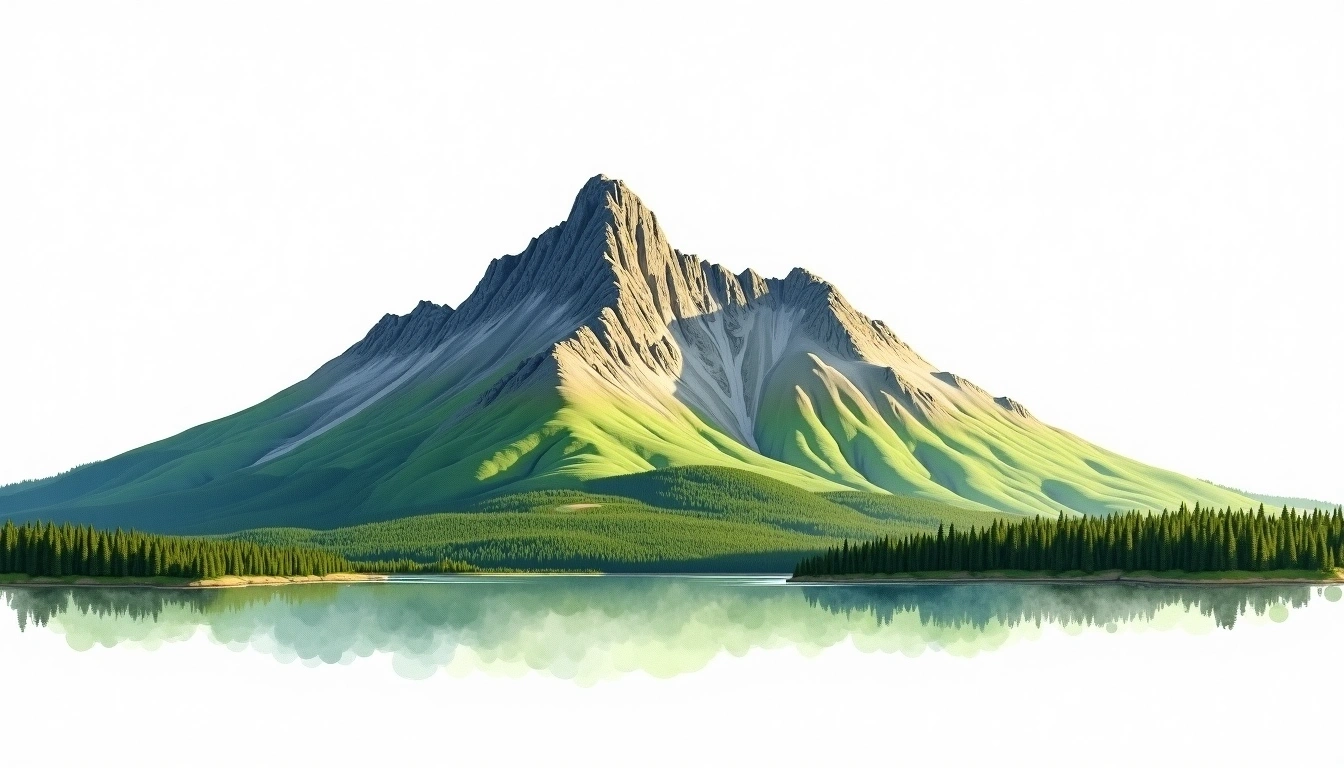 Mount Katahdin — 1,606m — United States — watercolor illustration