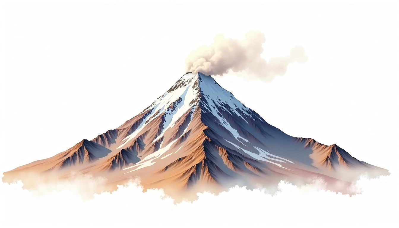 Mount Kazbek — 5,033m — Georgia — watercolor illustration