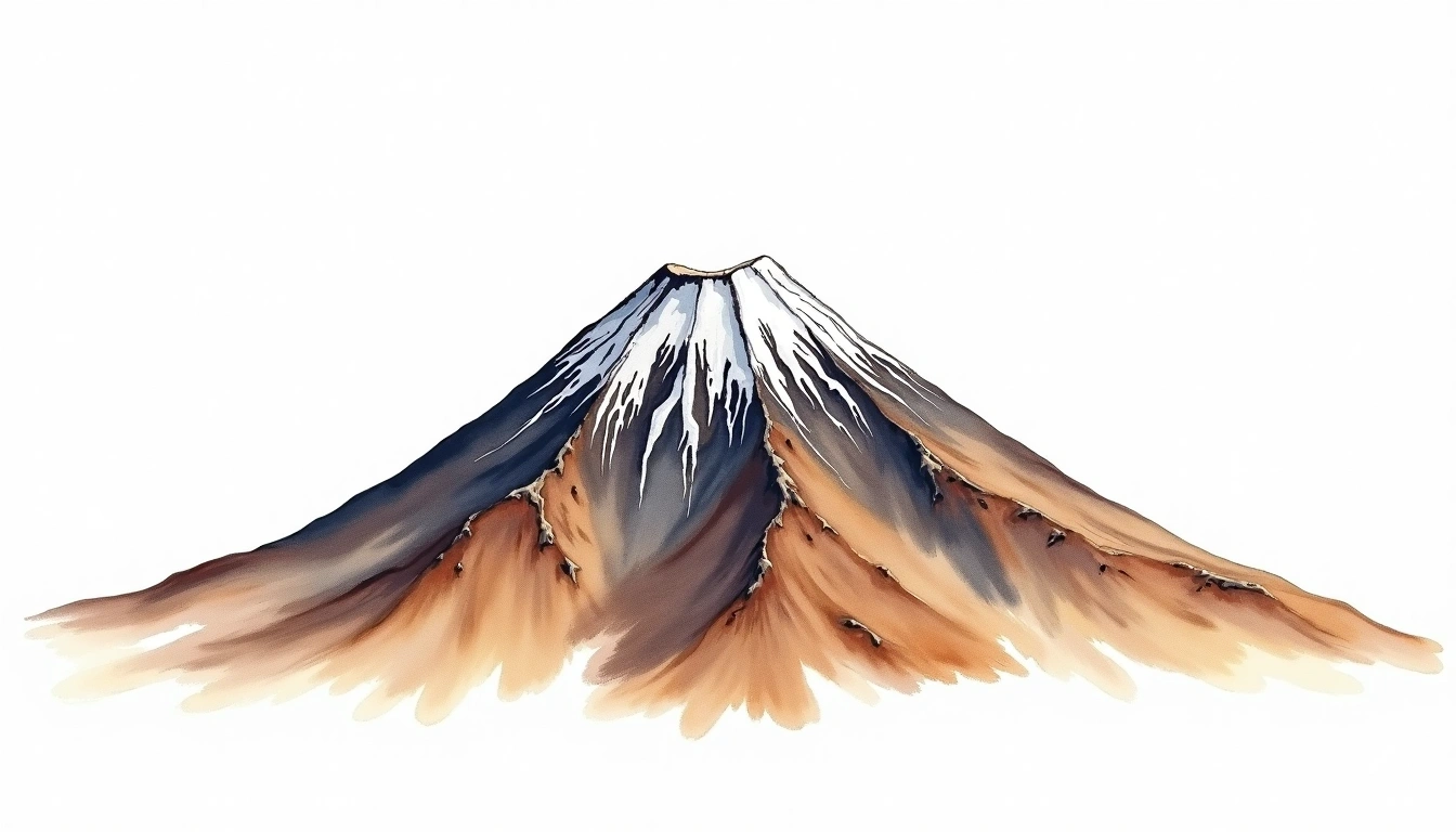 Mount Kenya — 5,199m — Kenya — watercolor illustration