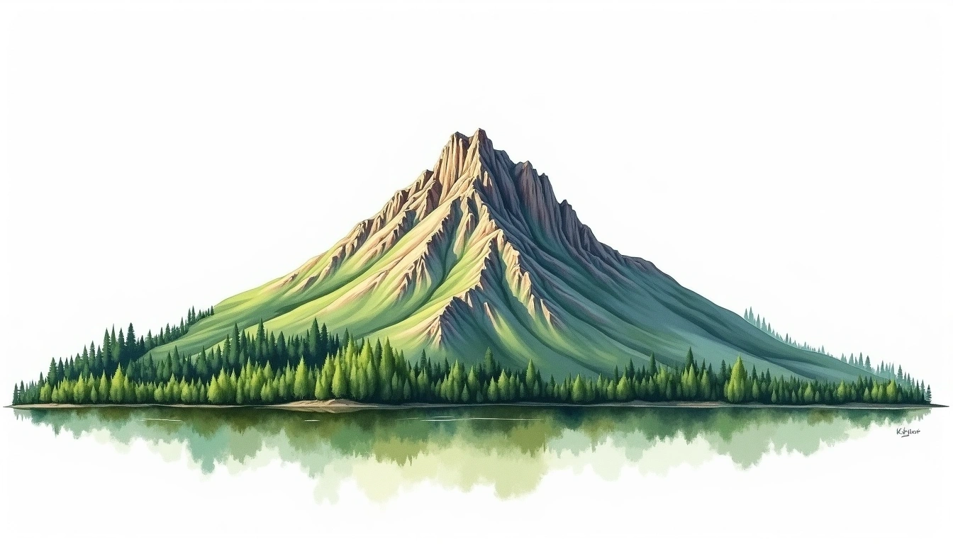 Mount Kephart — 1,997m — United States — watercolor illustration