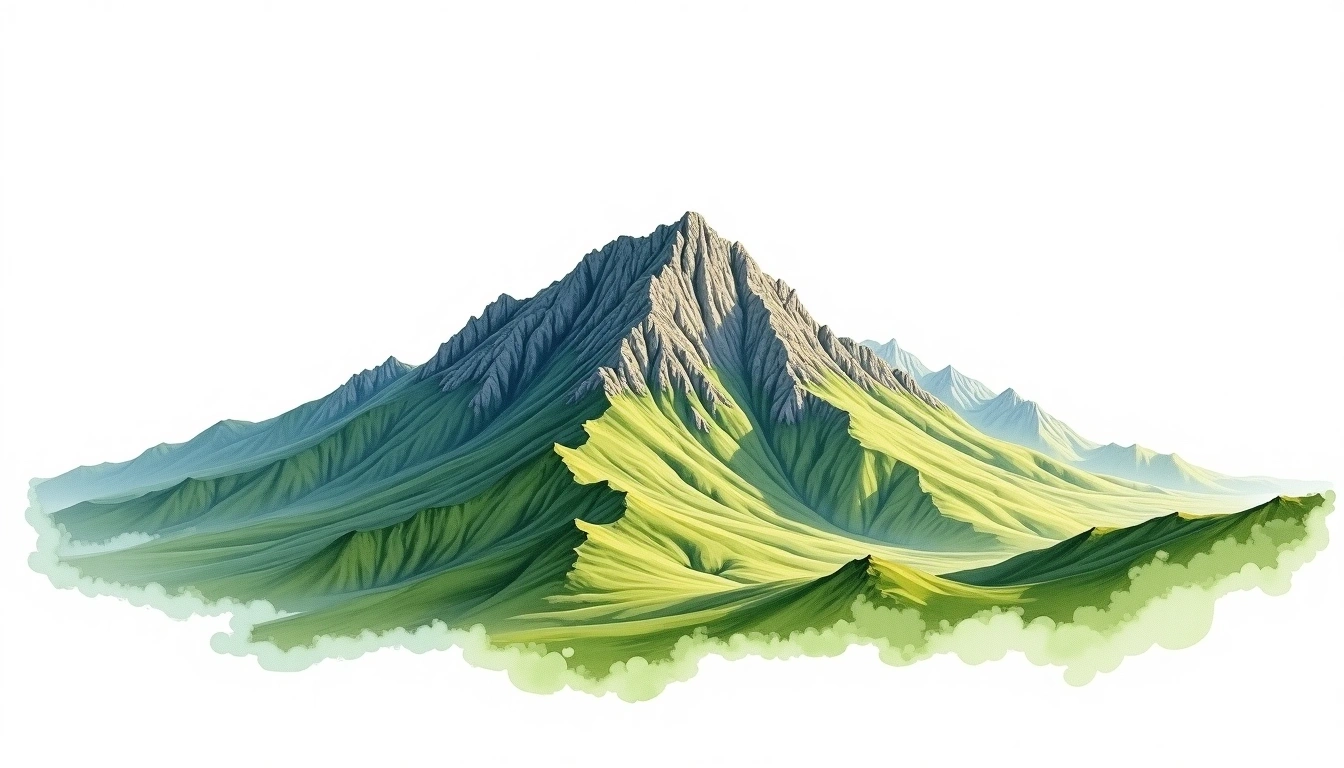 Mount Kilale — 3,145m — Kenya — watercolor illustration
