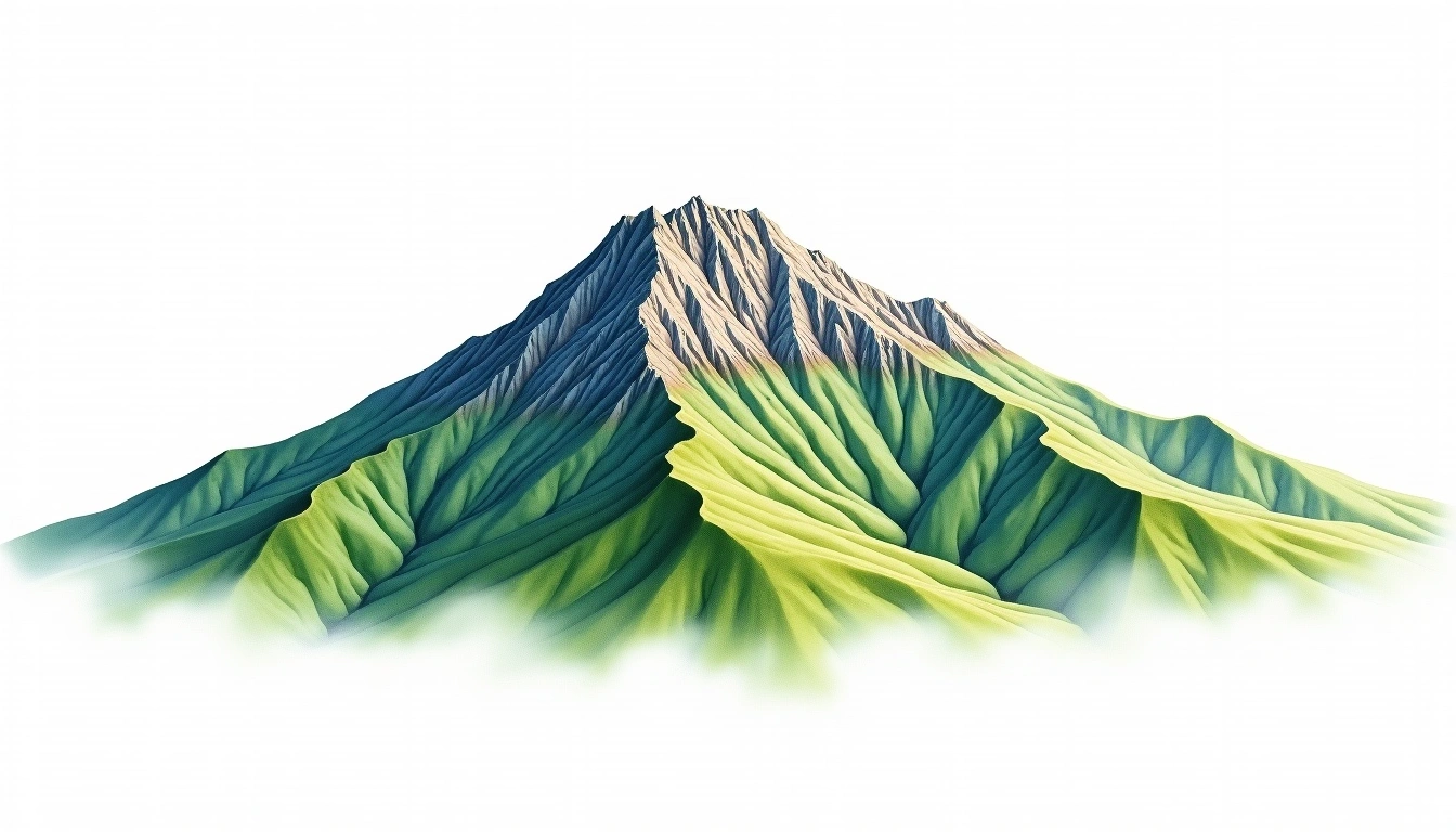 Mount Kita — 3,193m — Japan — watercolor illustration