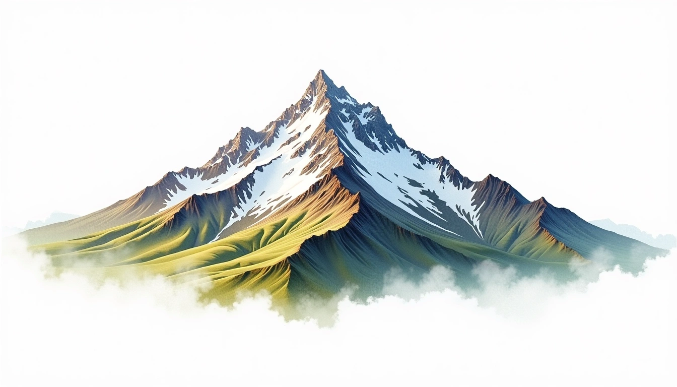 Mount Kitchener — 3,480m — Canada — watercolor illustration