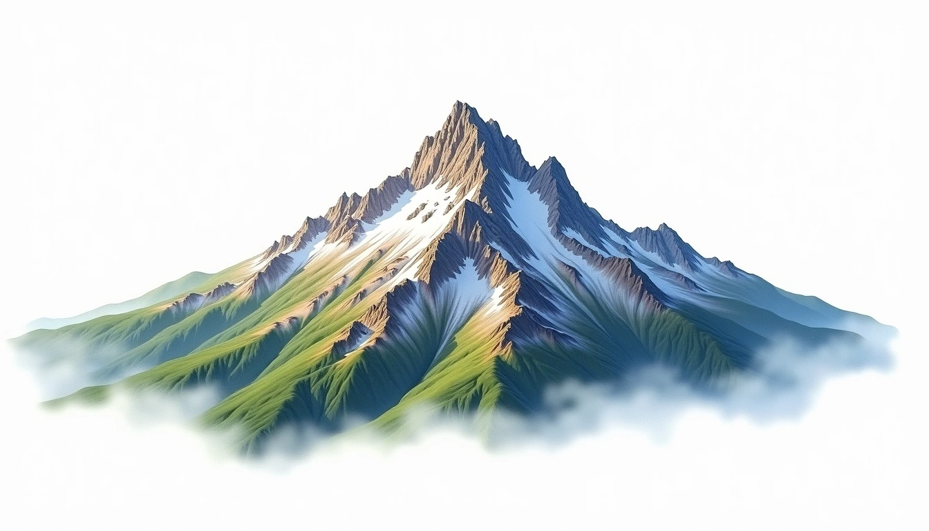 Mount Korab — 2,764m — Albania — watercolor illustration