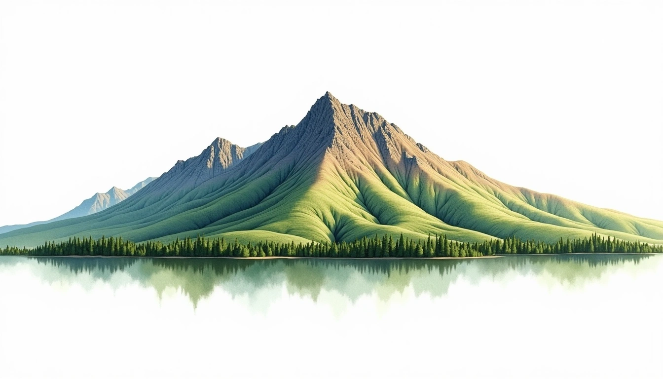 Mount Kosciuszko — 2,228m — Australia — watercolor illustration