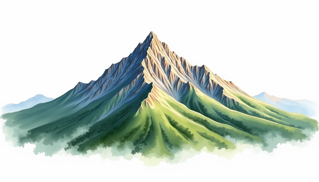 Mount Lafayette — 1,600m — United States — watercolor illustration
