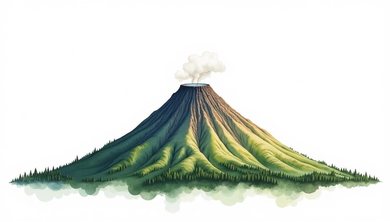 Mount Lamington — 1,680m — Papua New Guinea — watercolor illustration