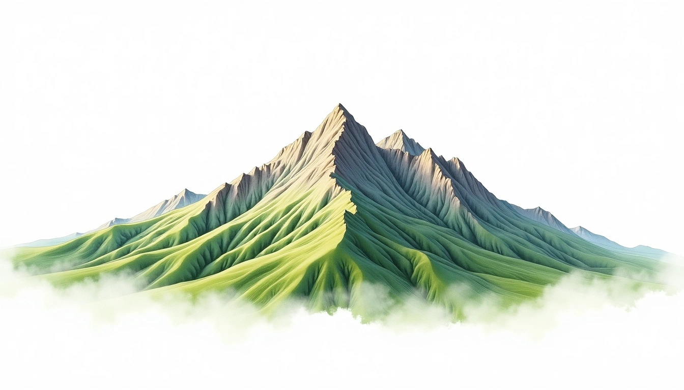 Mount Latimojong — 3,478m — Indonesia — watercolor illustration