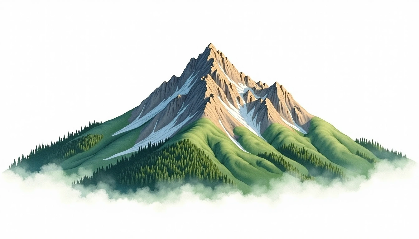 Mount LeConte — 2,010m — United States — watercolor illustration