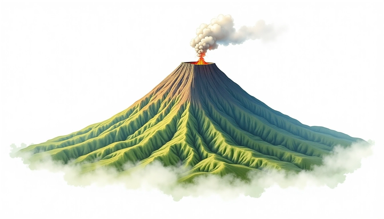 Mount Lengai — 2,962m — Tanzania — watercolor illustration