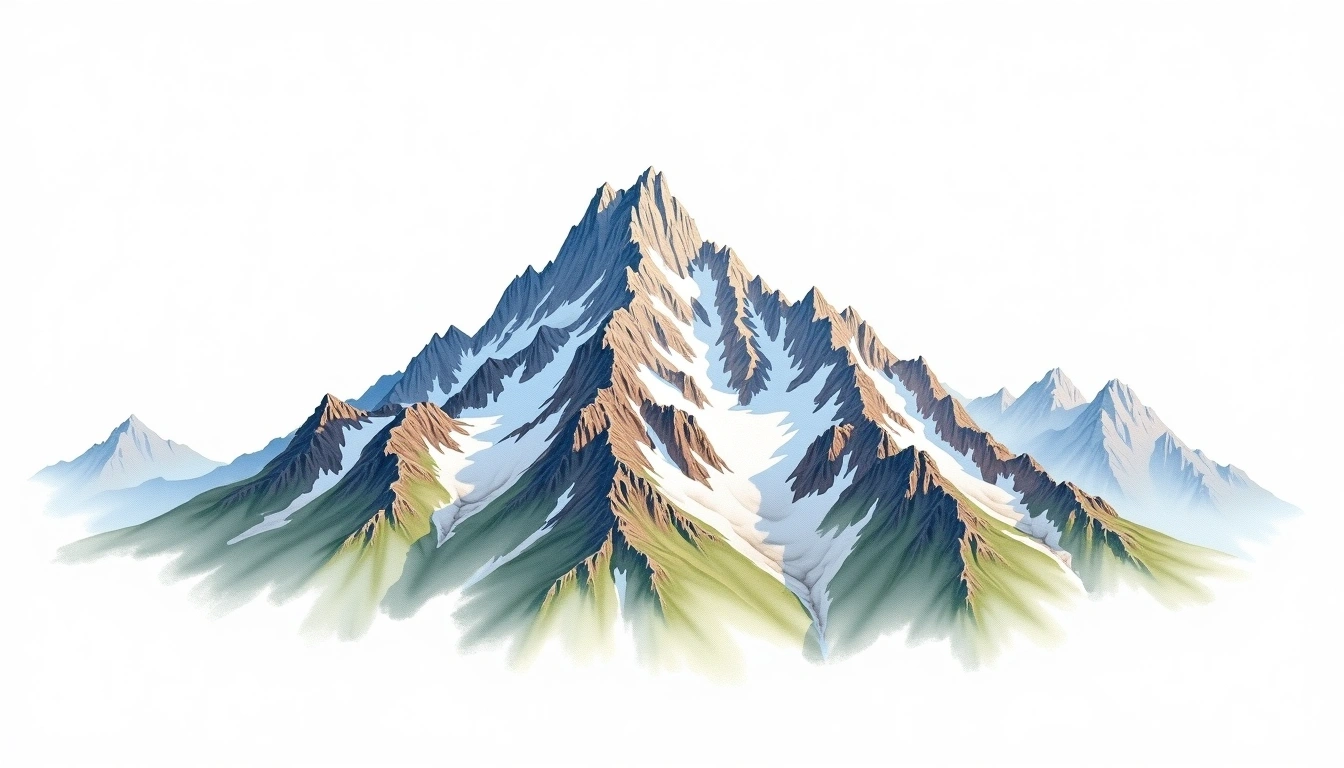 Mount Lister — 4,025m — Antarctica — watercolor illustration